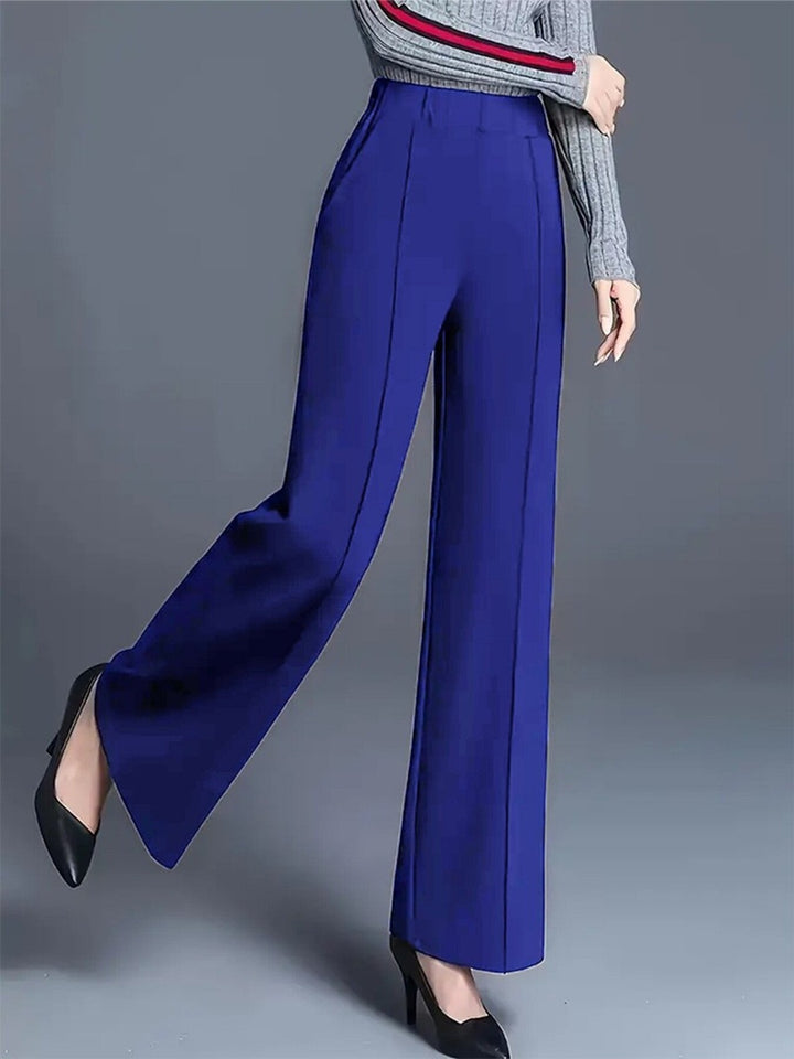 High-waisted wide-leg pintuck pants with pockets