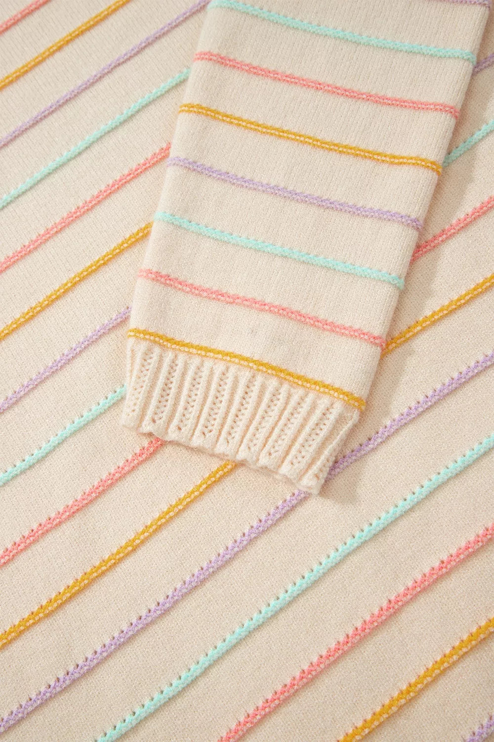 Multicolor stripe crew neck pullover sweater