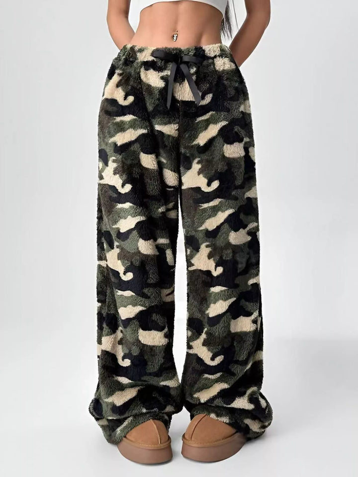 Drawstring wide-leg pull-on lounge pants