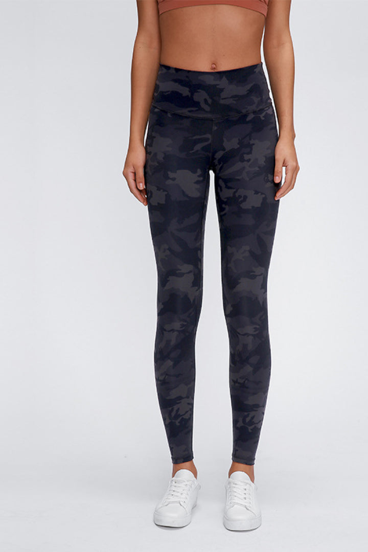 Black Cameflage Wide seamless waistband high-rise sports leggings