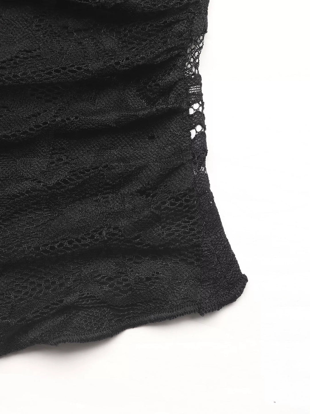 Lace V-neck slim-fit top with cap sleeves
