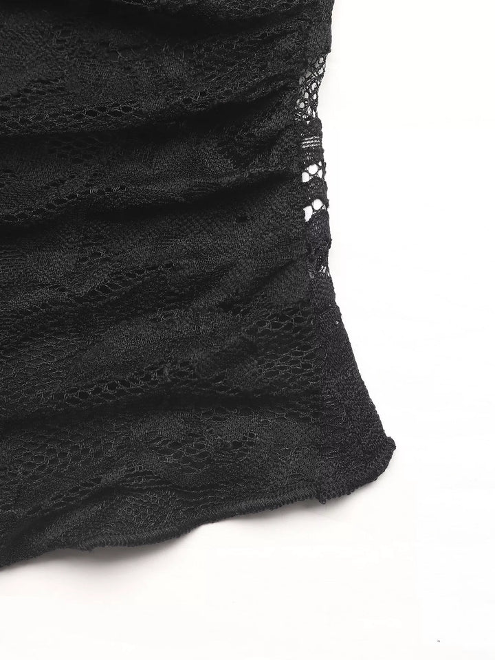 Lace V-neck slim-fit top with cap sleeves