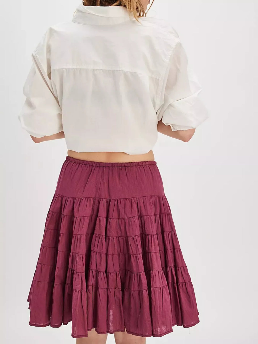 Tiered ruffle mini skirt with drawstring waist