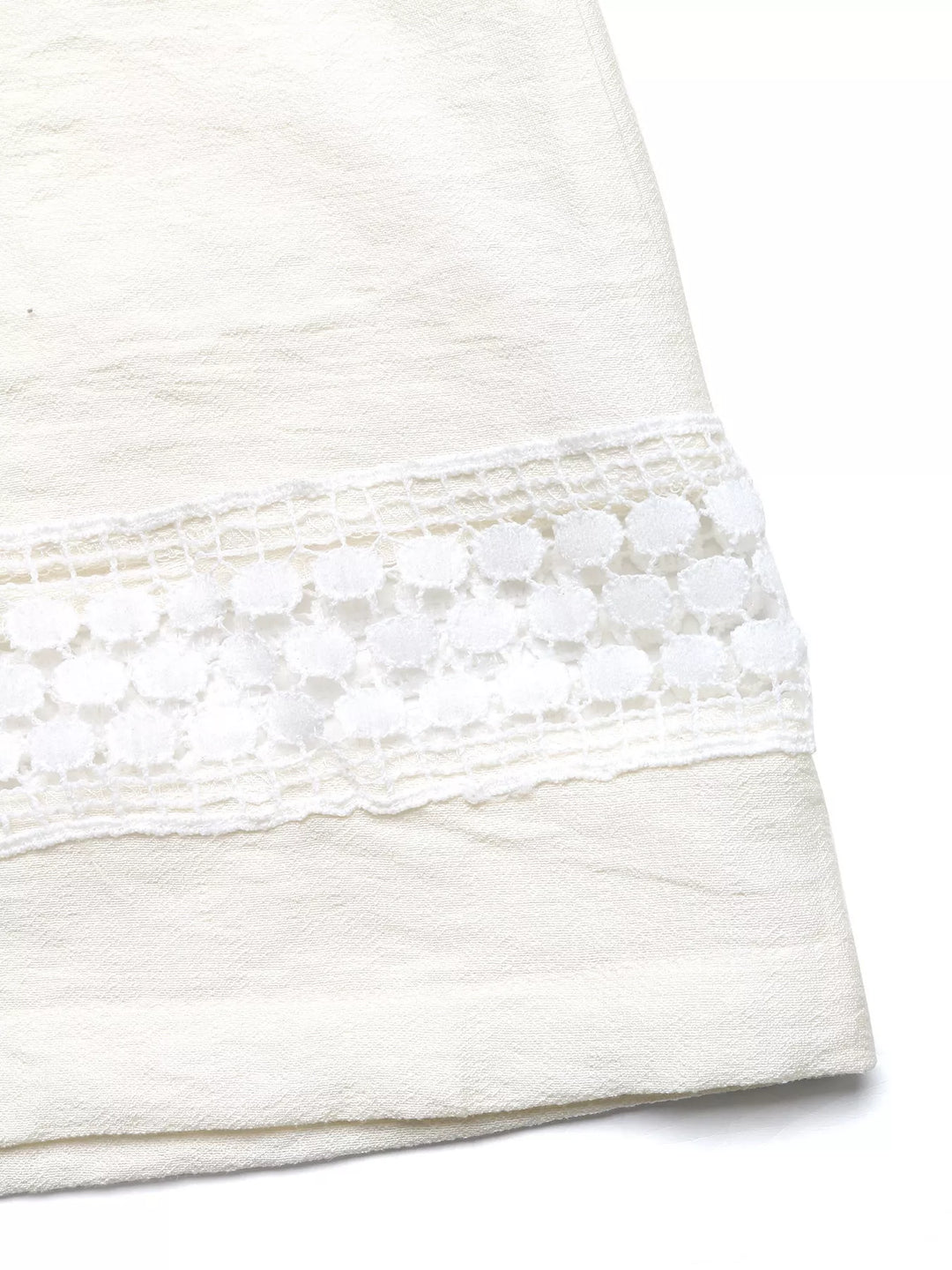 Wide leg drawstring pants with lace trim and pockets