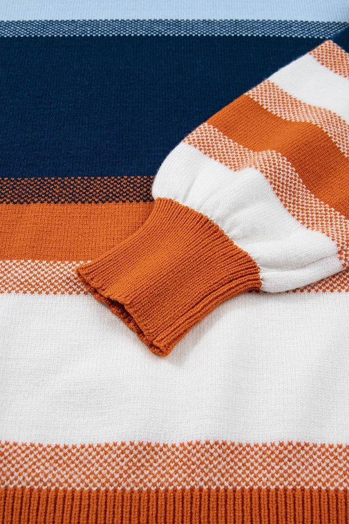 Color block stripe drop shoulder tunic sweater