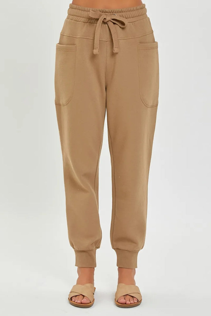 High-rise relaxed jogger pants with drawstring waist