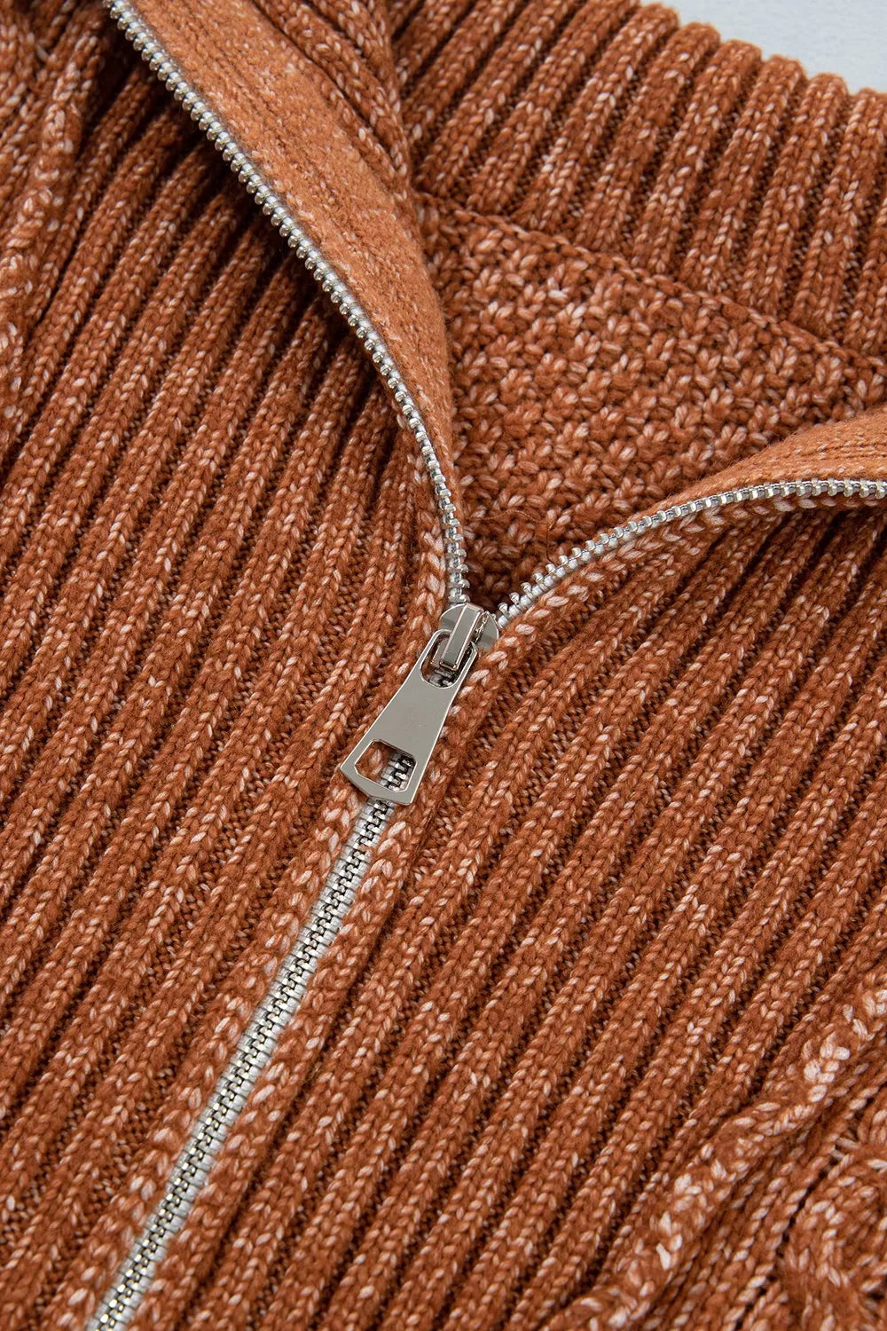 Cable knit quarter-zip mini sweater dress with drop shoulders