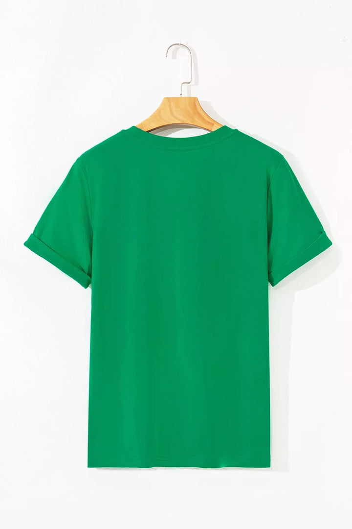 Mardi Gras beaded letter graphic crew neck tee