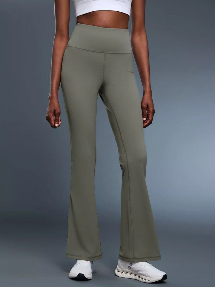 High-rise flare yoga pants with wide waistband