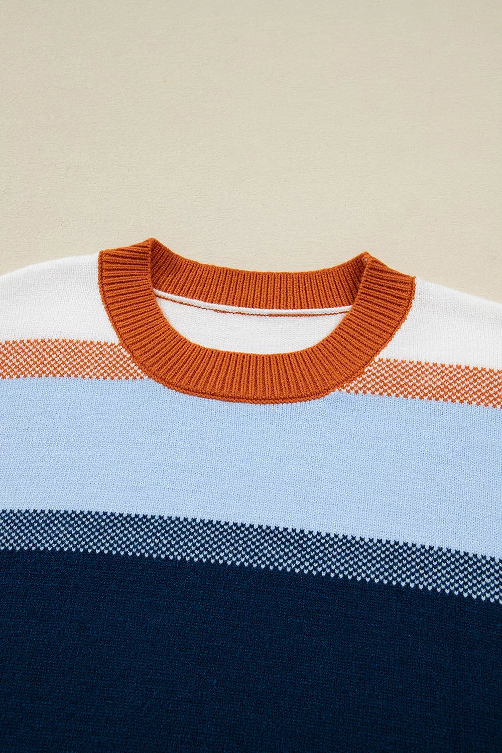 Color block stripe drop shoulder tunic sweater