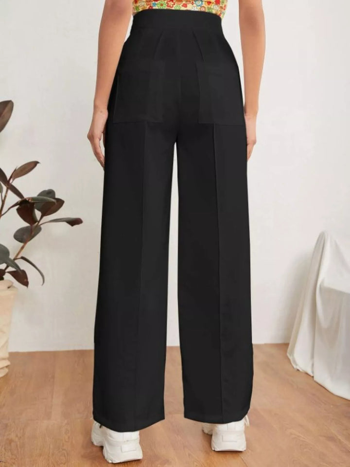 High-rise straight leg dress pants with front seam