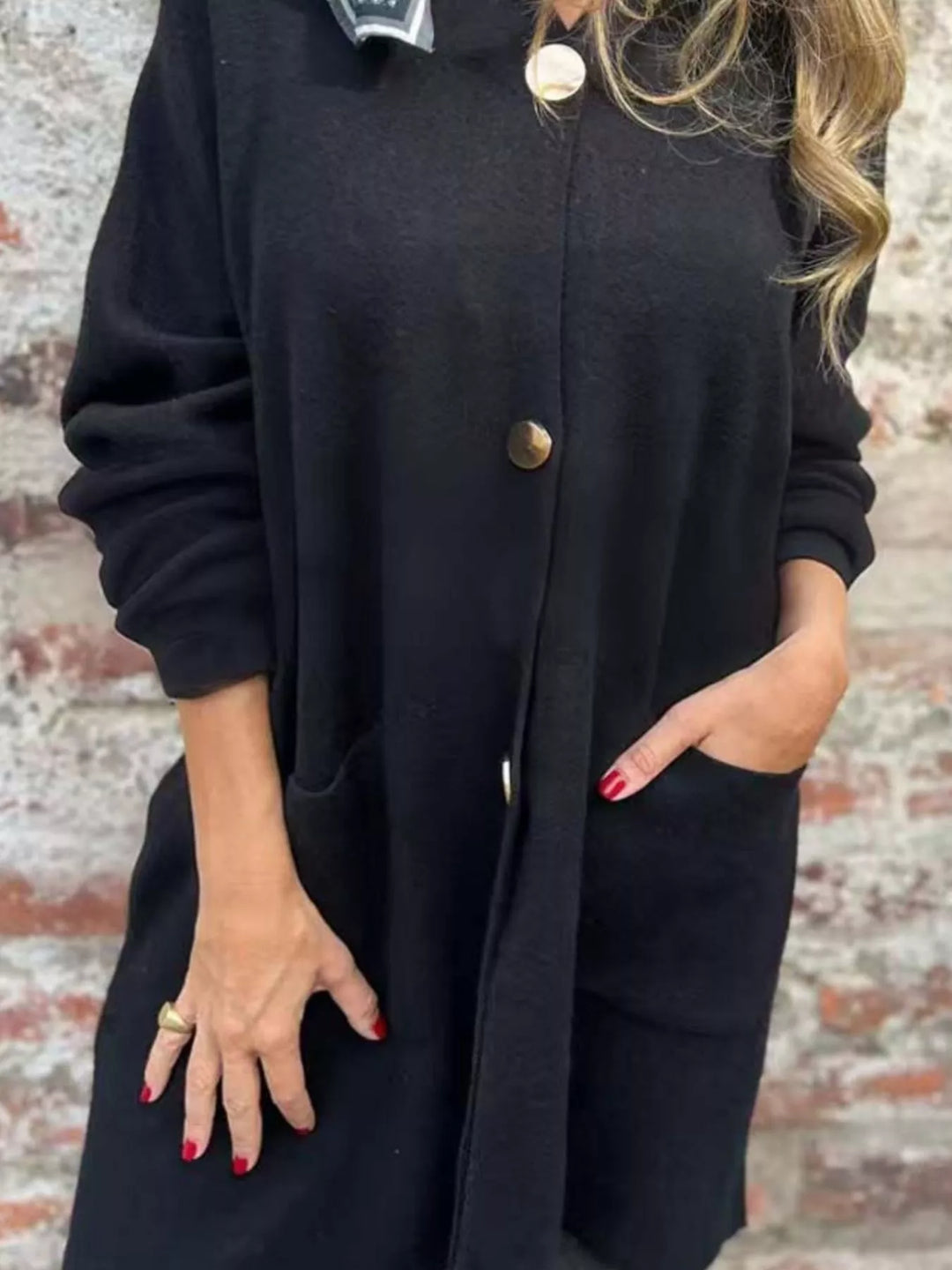 Longline button-down cardigan with patch pockets