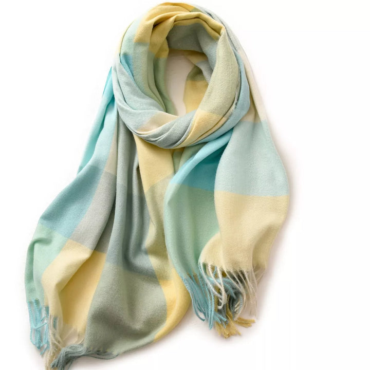 Style E Oversized plaid blanket scarf with fringe trim