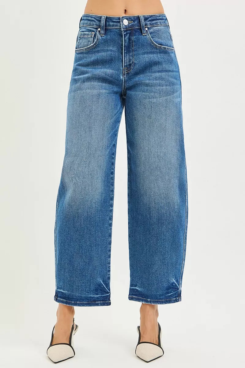 MEDIUM Slouchy cropped barrel-leg jeans with high-rise waist