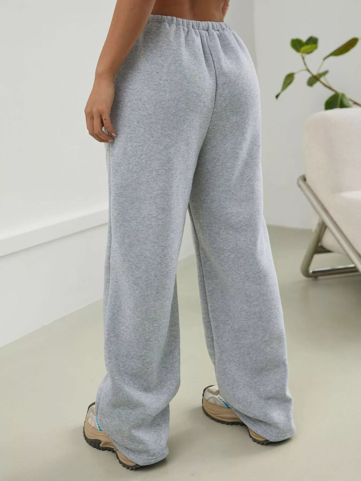 High-waist wide-leg drawstring sweatpants