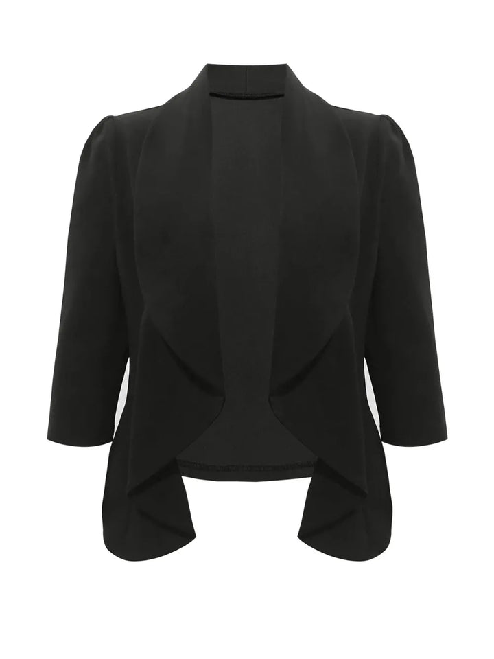 Open front shawl collar longline blazer