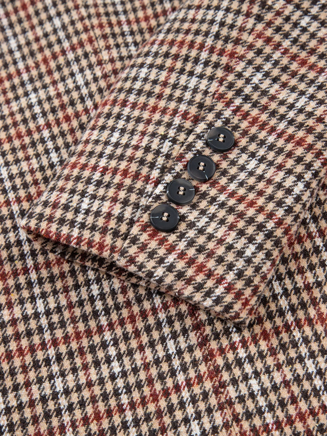 Houndstooth notched lapel longline blazer with buttons
