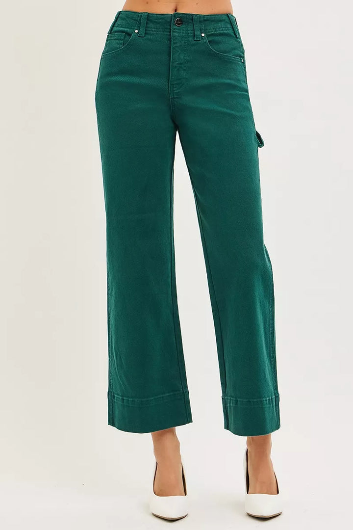 High-rise wide-leg crop pants with tummy control