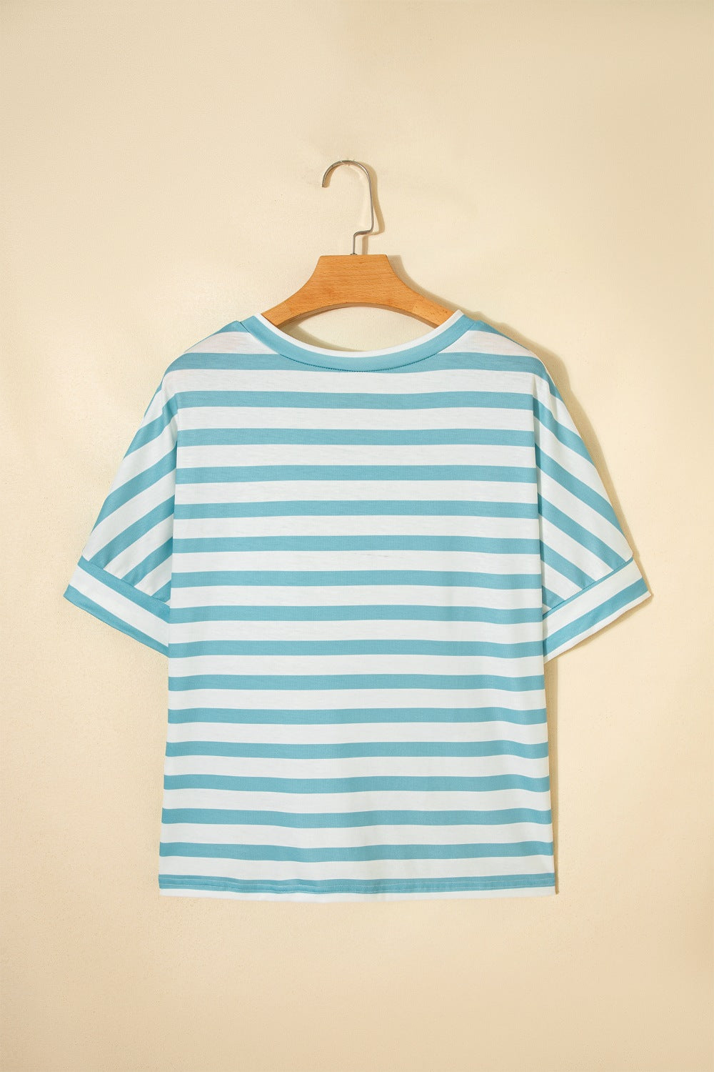 Striped V-neck tee with chest patch pocket