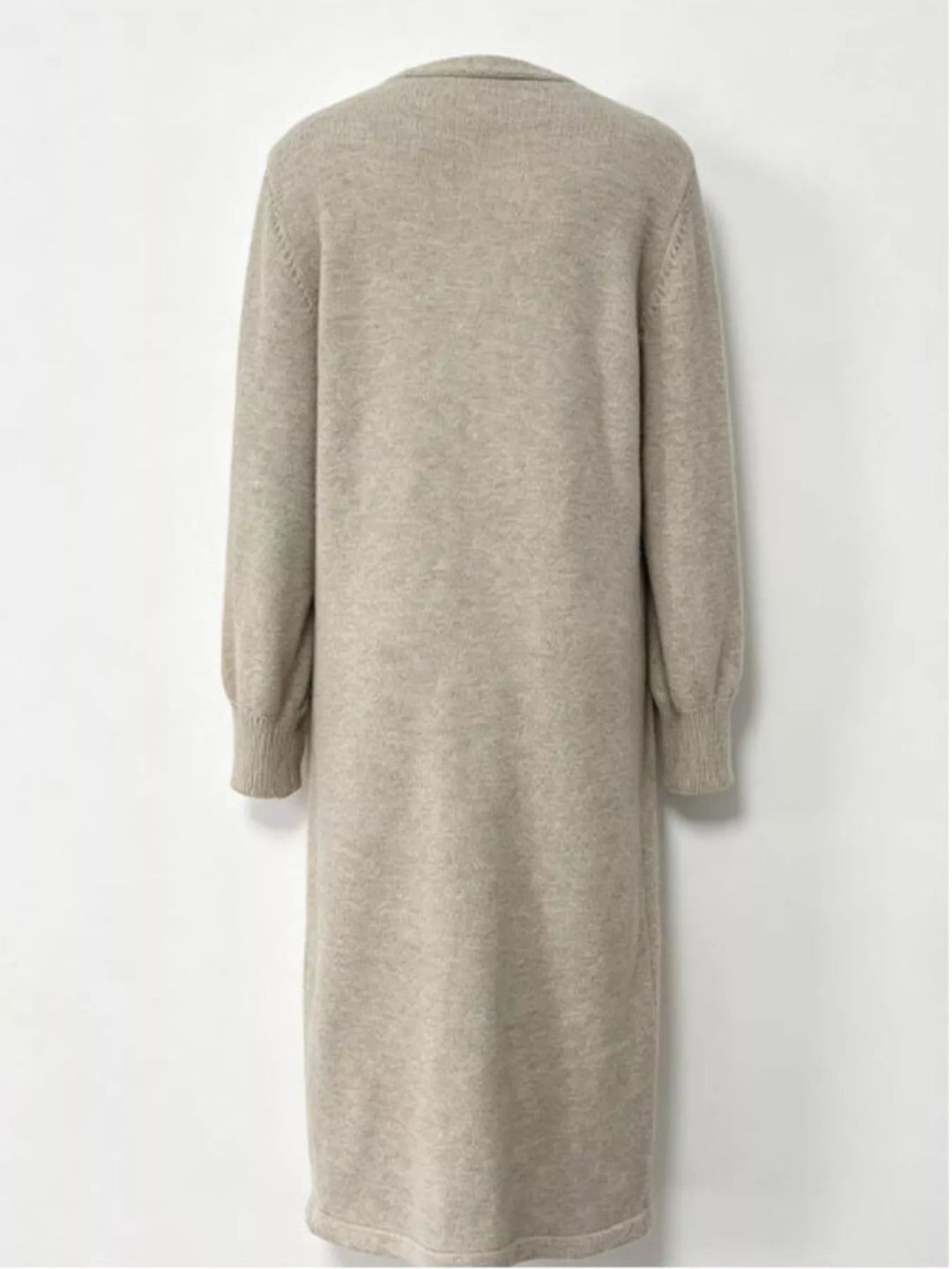 Button-front V-neck knit sweater midi dress