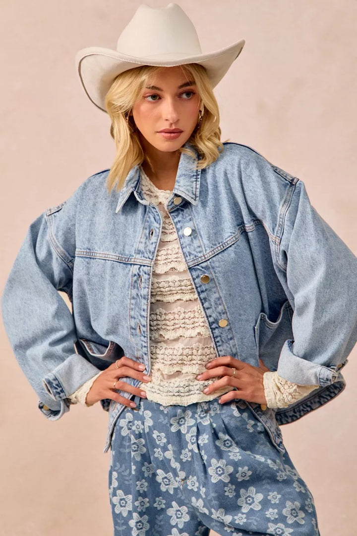 Floral lace long sleeve top with tiered ruffle rows