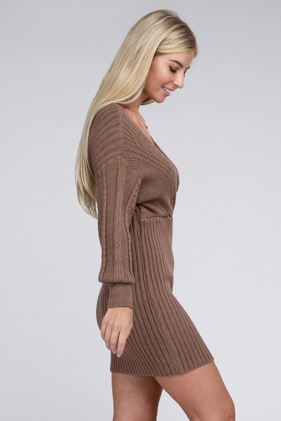 Cable Knit Sweater Dress - Azoroh