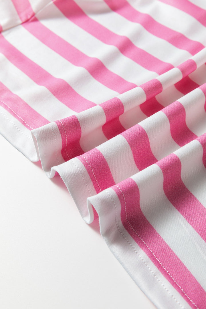 Striped V-neck tee with chest patch pocket
