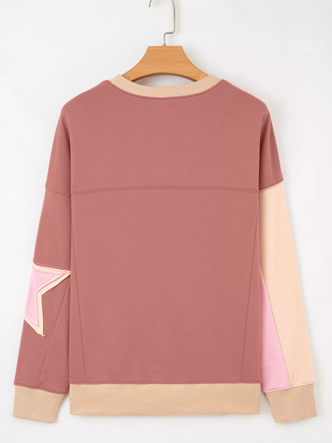 Star patch drop-shoulder sweatshirt with contrast panels