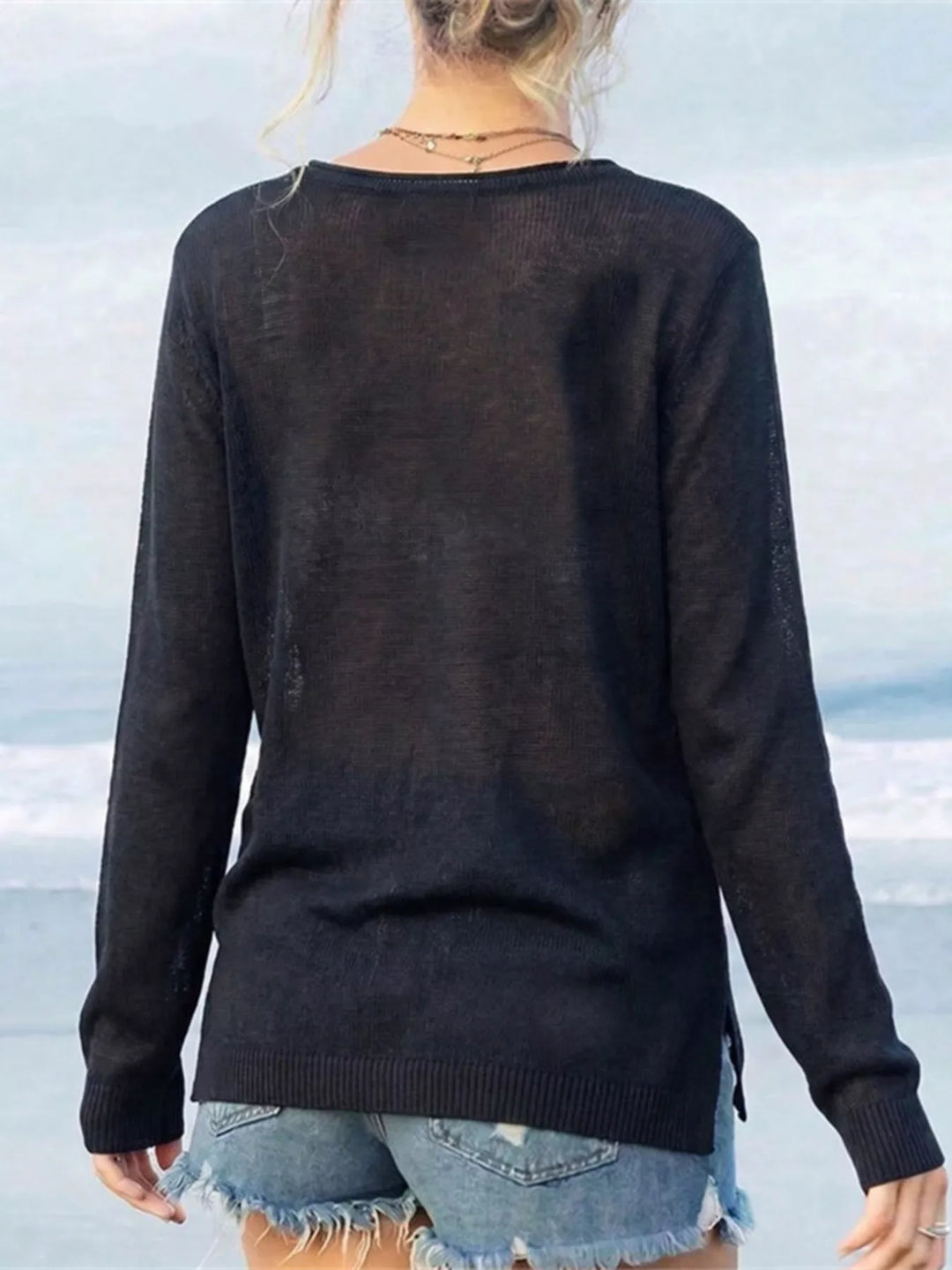 American flag knit long sleeve pullover sweater