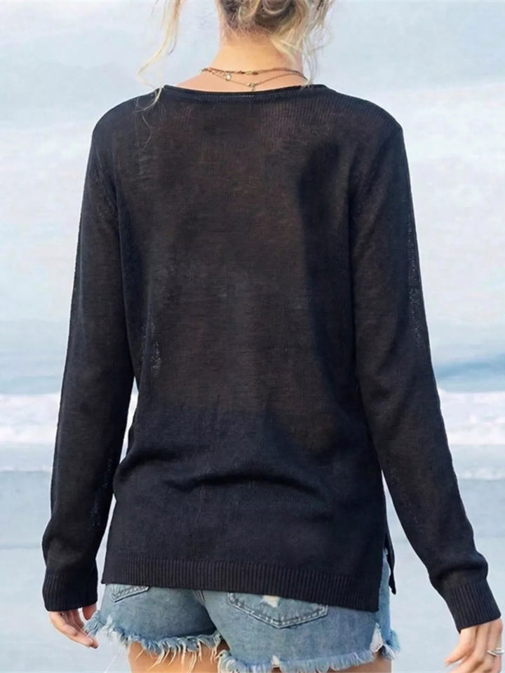 American flag knit long sleeve pullover sweater