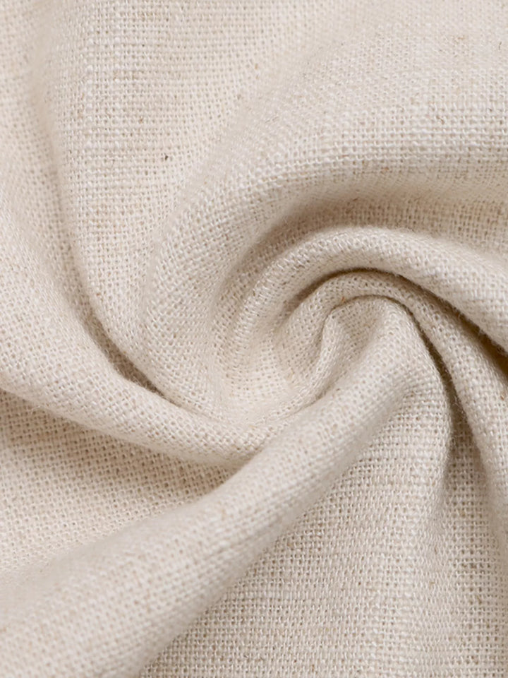 Linen-blend wide leg drawstring pants with shell trim