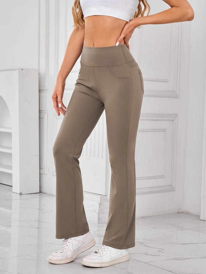 High-waist flare active pants with side pockets