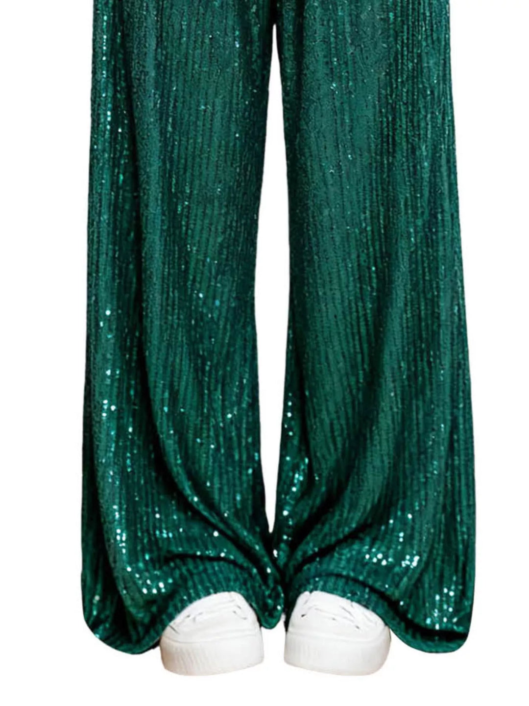 All-over sequin wide-leg pants with elastic waist
