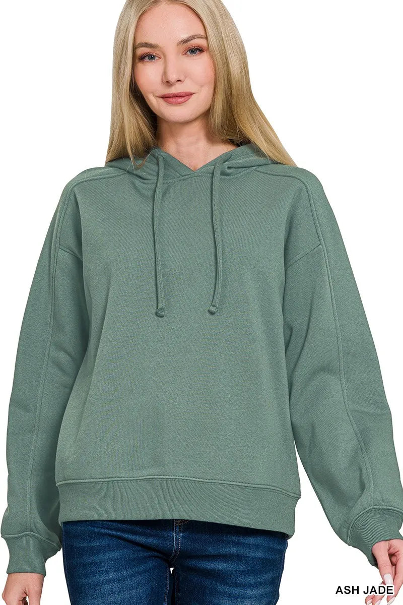 ASH JADE Relaxed-fit drawstring fleece hoodie with ribbed cuffs