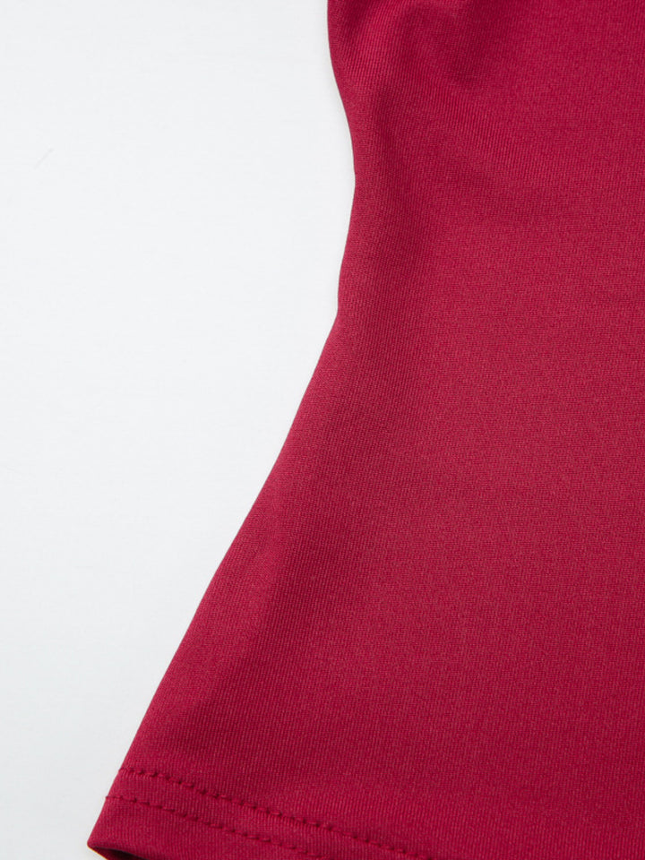 One-shoulder button-trim fitted crop top