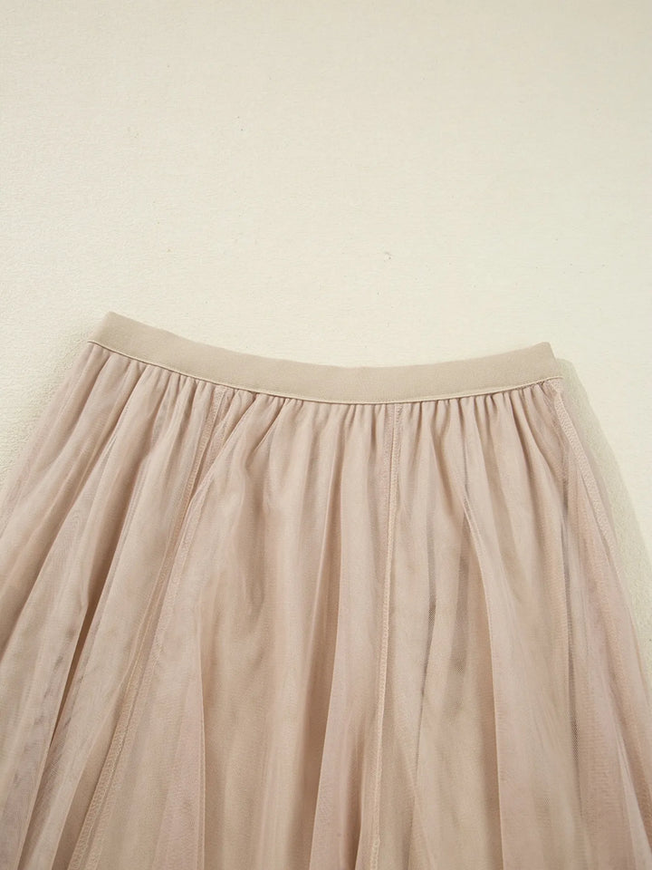 High-waist pleated flowy midi skirt