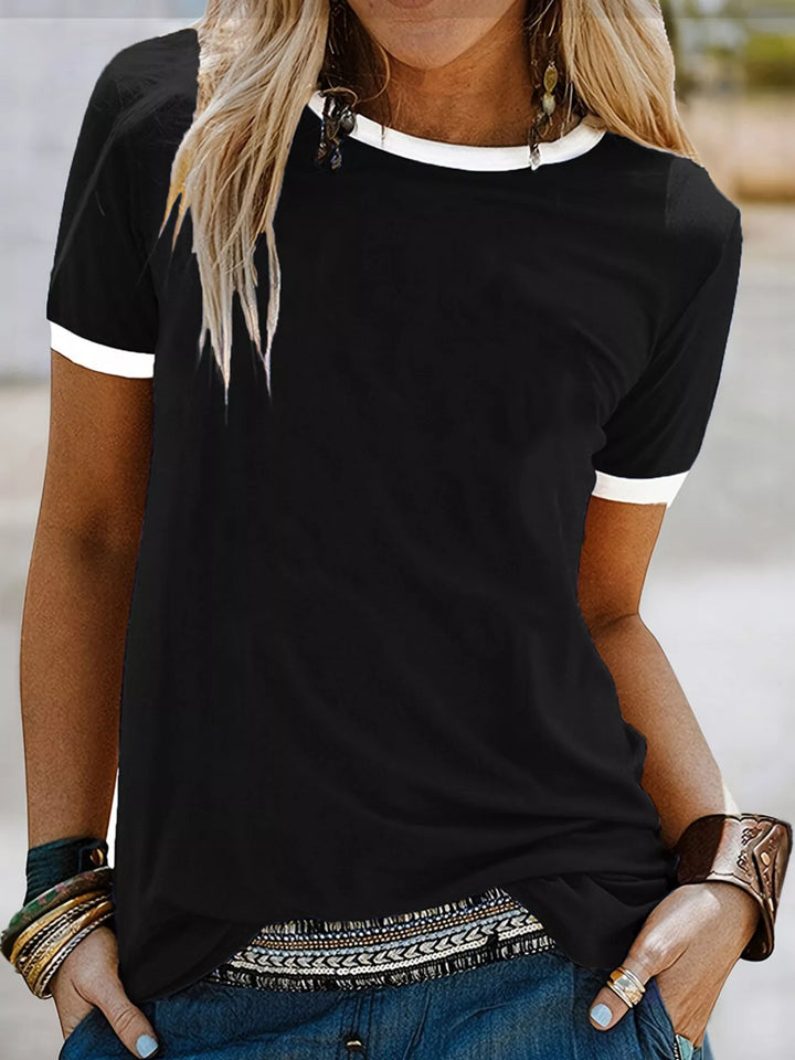 Black Contrast trim crew neck ringer tee