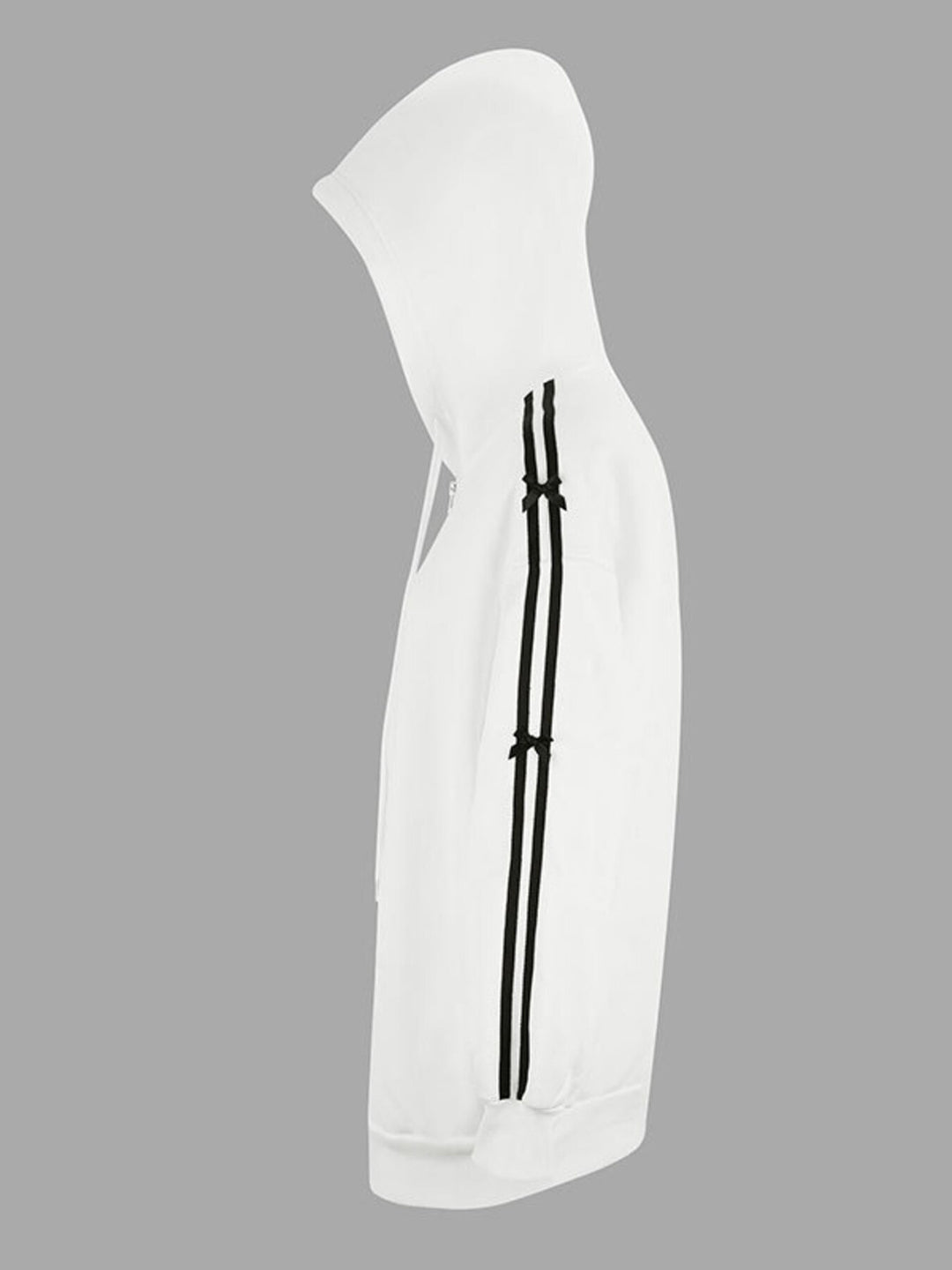 Zip-up hoodie with striped sleeves and bow detail