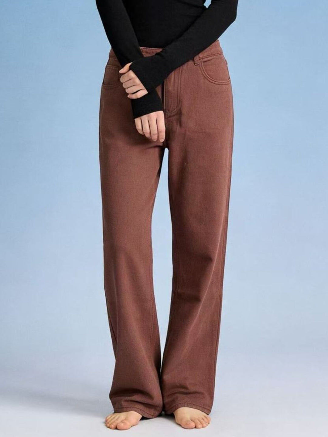 Khaki High-rise wide-leg jeans with butterfly back detail