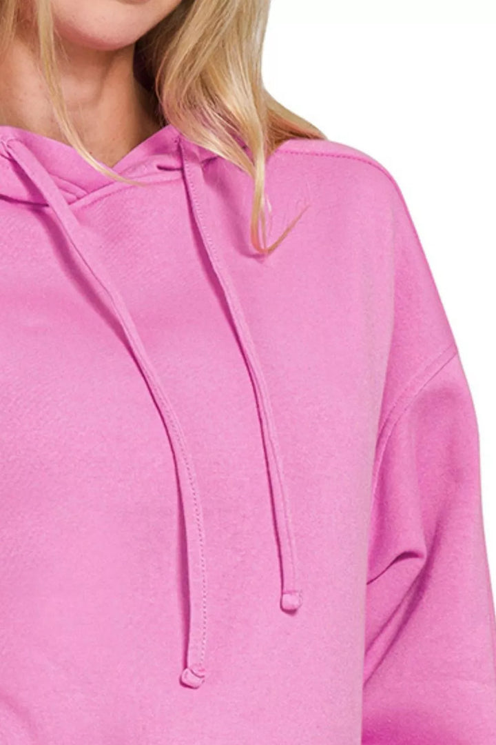 Relaxed-fit fleece pullover hoodie with drawstring hood