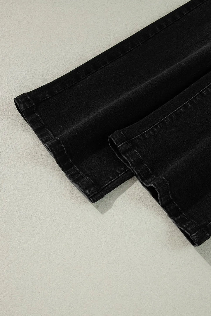 Vintage wash high-rise wide-leg jeans with patch pockets