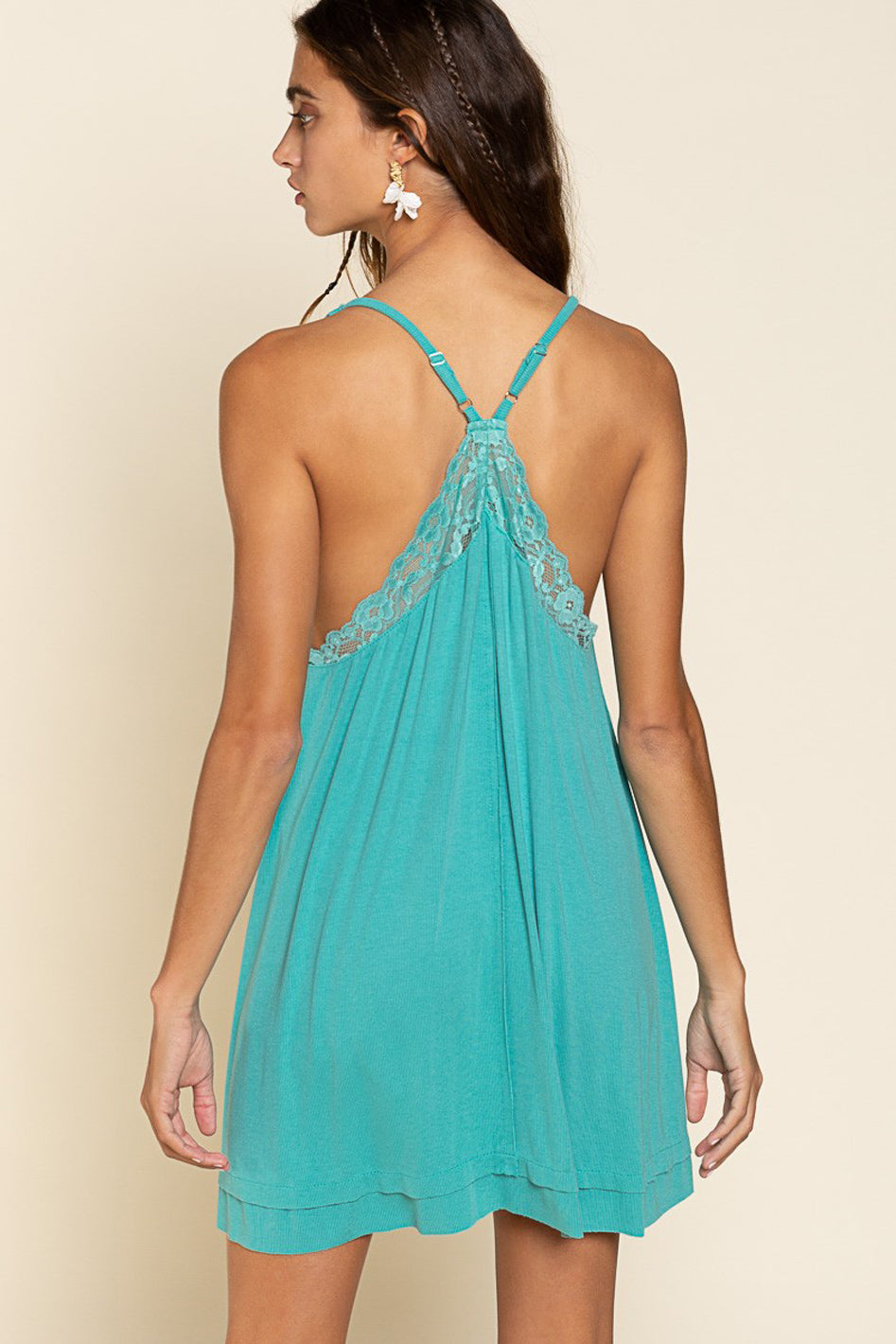 Sleeveless Deep V-neck Dress with Lace on Front - Azoroh