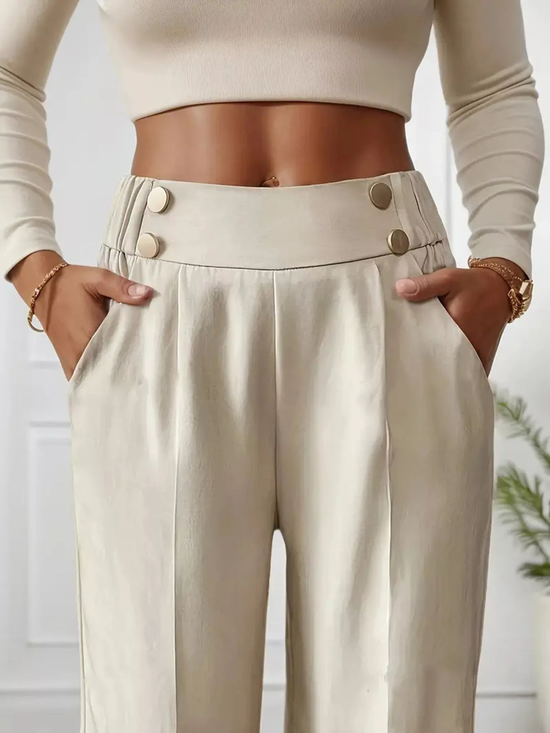 Full Size High-Waisted Wide-Leg Pants Plus Size