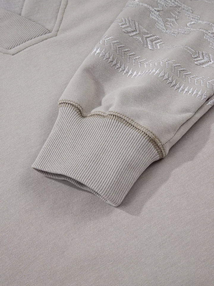 Aztec embroidered Western V-neck pullover sweatshirt
