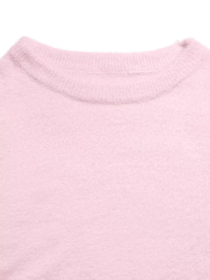 Fuzzy eyelash knit off-shoulder pullover sweater
