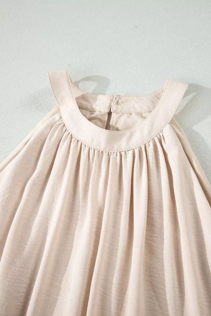 Tiered halter maxi dress with floral lace hem