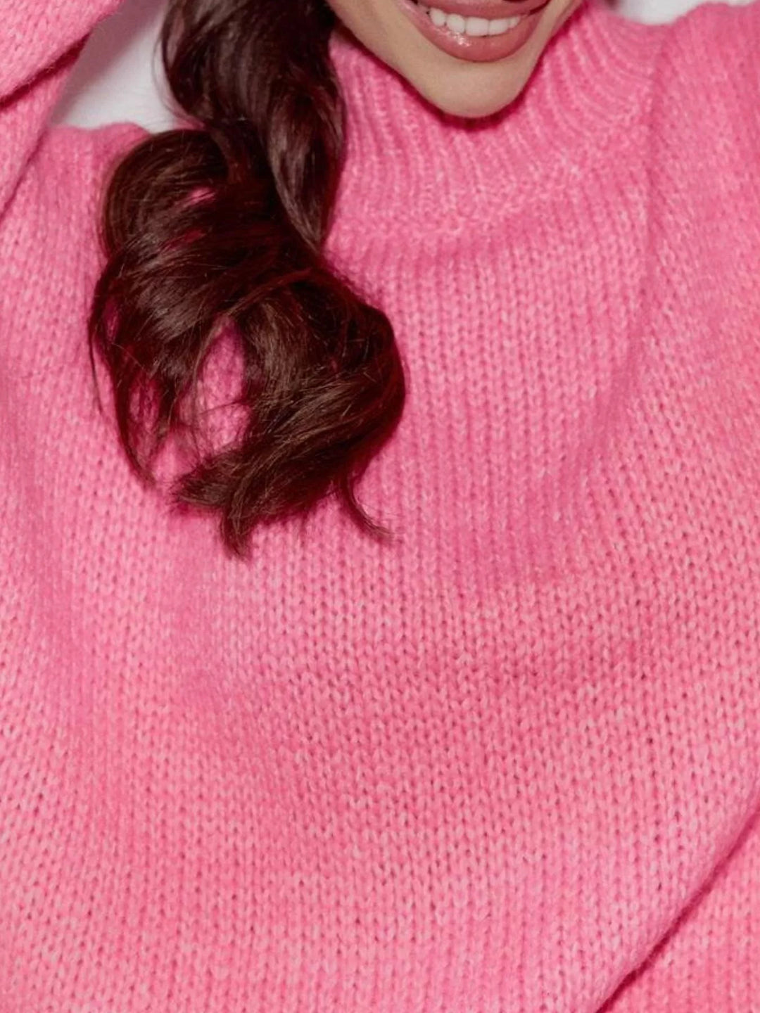 Oversized chunky knit mock neck sweater with dropped shoulders