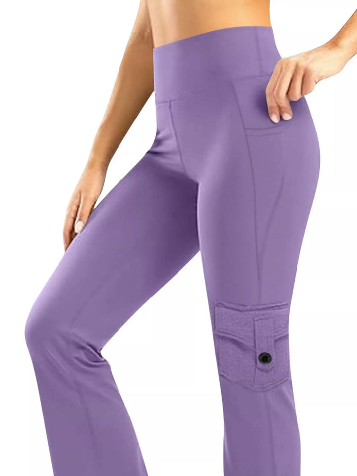 High-rise flare yoga pants with cargo pockets
