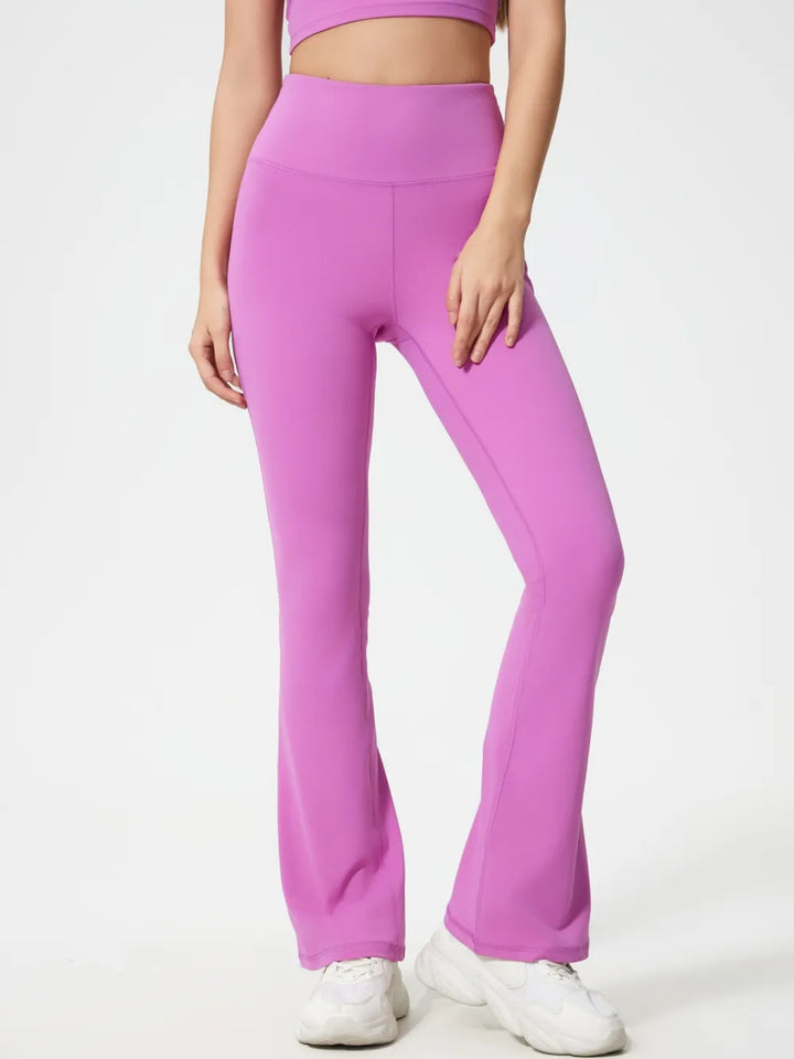 Heliotrope Purple High-waist flare yoga leggings with wide waistband