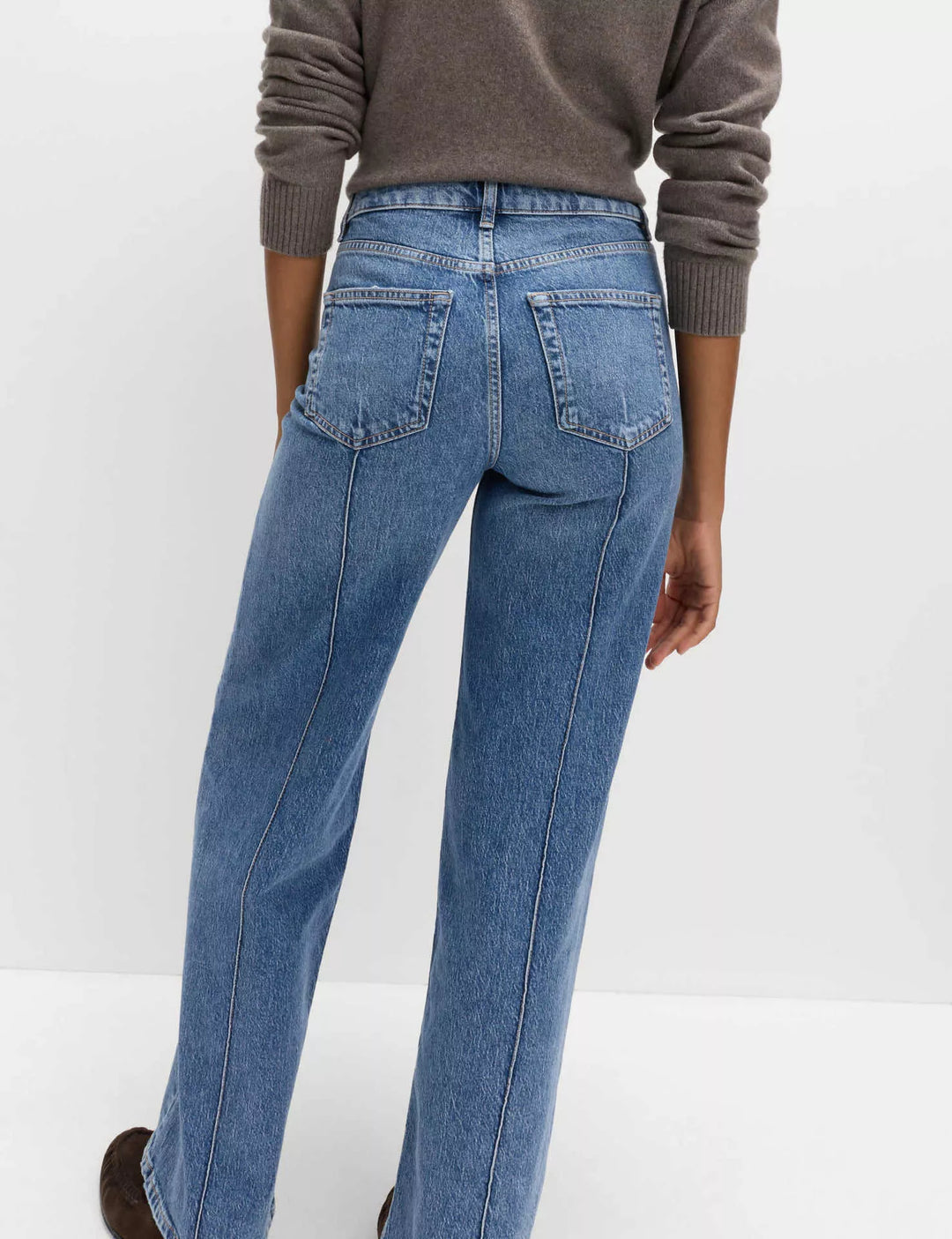 High-rise wide leg jeans with front seam detail